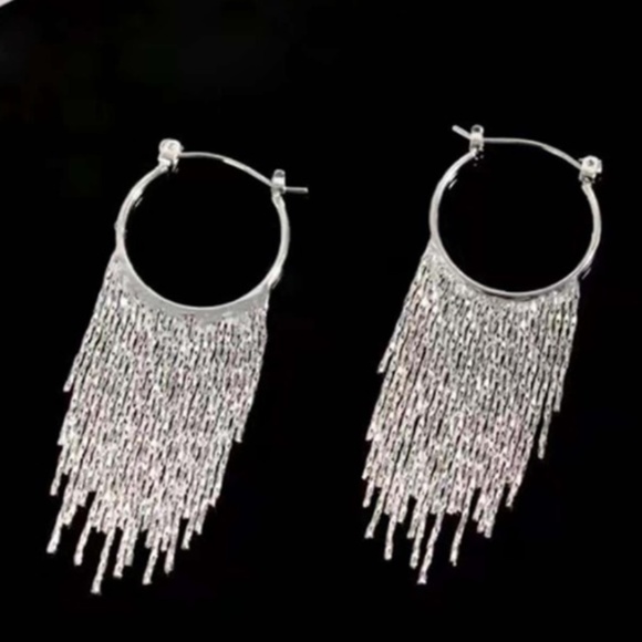 ❤️ FREE Tassel Fringe Chic Glam Modern Party Elegant Drop Moon Hoop Hip Earrings - Picture 1 of 3